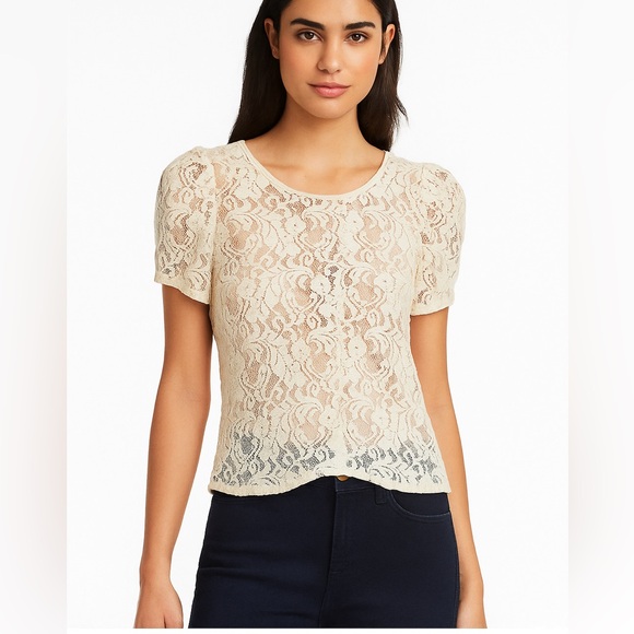 Aqua Tops - Aqua Elegant Cream Lace Top
